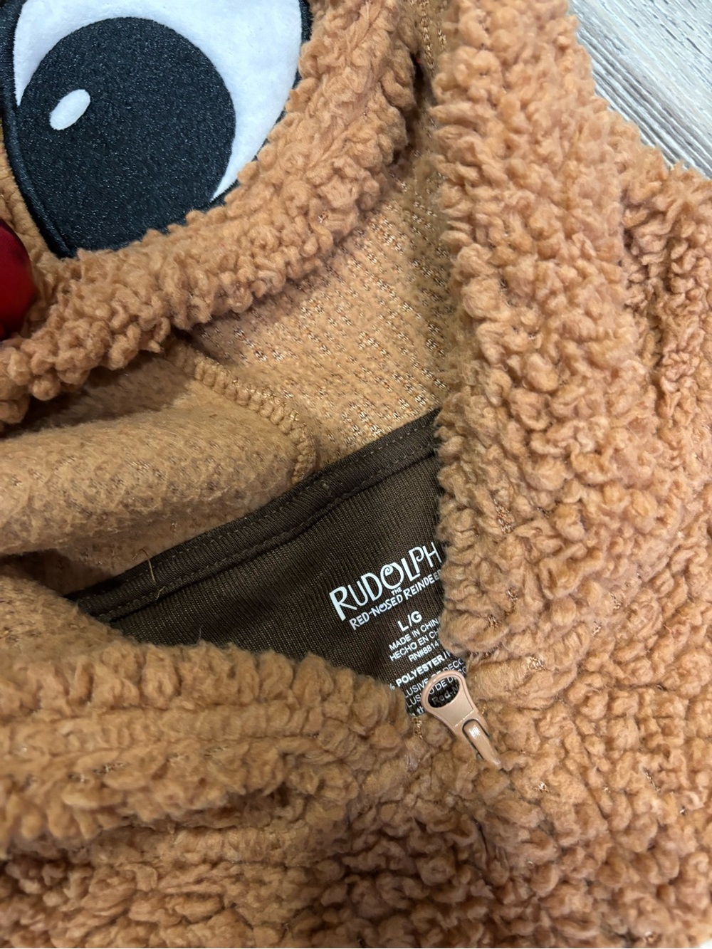 Rudolph Sherpa Zip-Up Hoodie in Caramel Brown